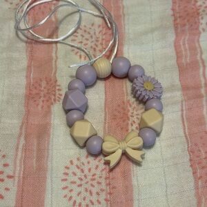 Lavender and Cream Beaded Rear View Mirror Hanger